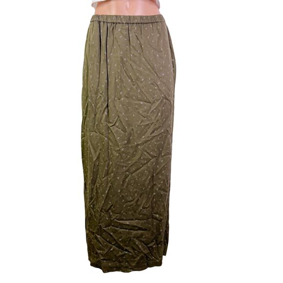 Melrose & Market Slit Pull On Ditsy Floral Prairie Maxi Skirt Olive Green XS NWT - Picture 2 of 12